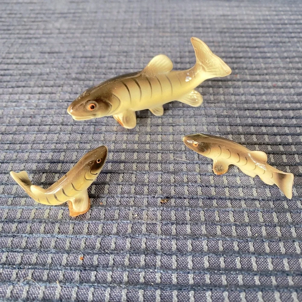 Set of 3 Vintage Miniature Hand-Painted Porcelain Fish